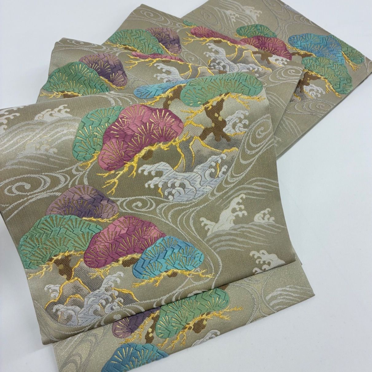 西陣織 都 日展作家 伝統工芸士 鶴見保次 金銀糸 六通 袋帯 正絹 D368 