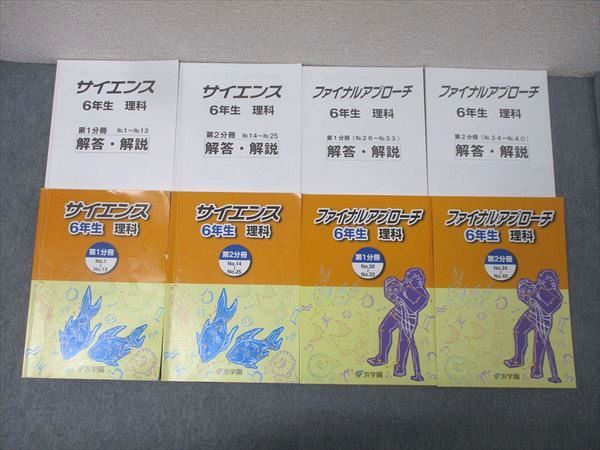 浜学園 6年生 サイエンス/ファイナルアプローチ 理科 第1/2分冊 No.1～No.40 テキストセット 2022 計4冊 063R2C