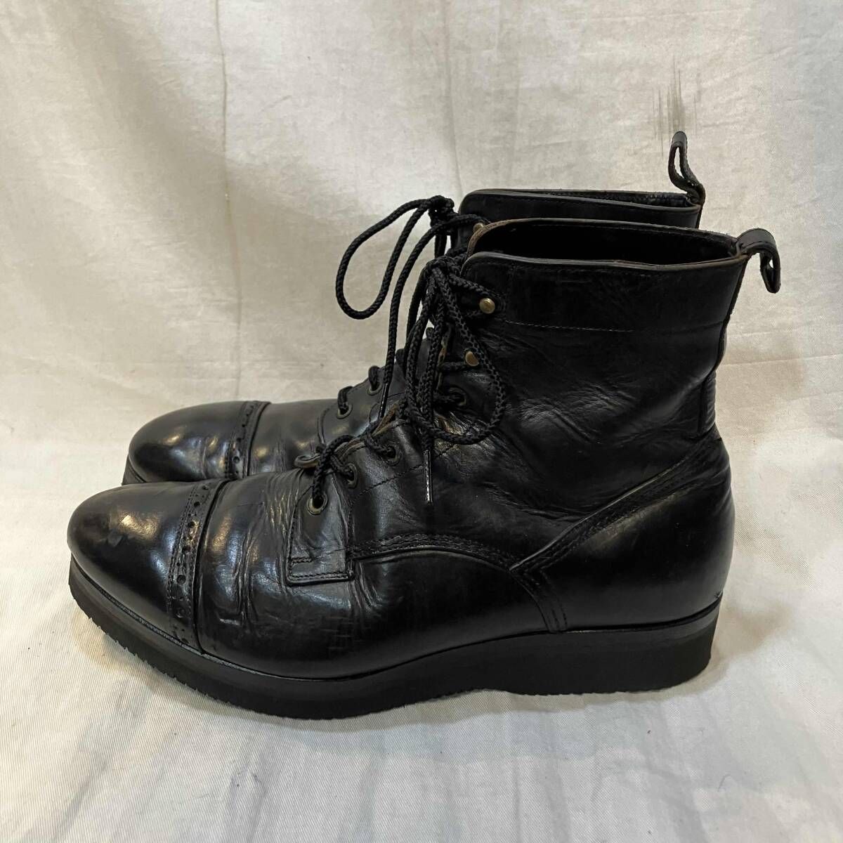 foot the coacher レースアップブーツ ブラックsize7 フットザ 