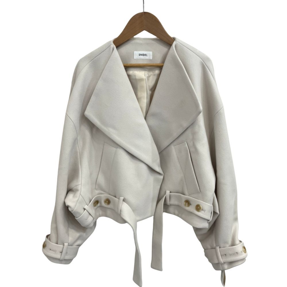 SNIDEL - 美品 23SS SNIDEL スナイデル sustainableショートブルゾン ジャケット SWFJ231074 F アイボリー レディース 古着 中古 USED 美品 23SS SNIDEL スナイデル sustainableショートブルゾン ジャケット