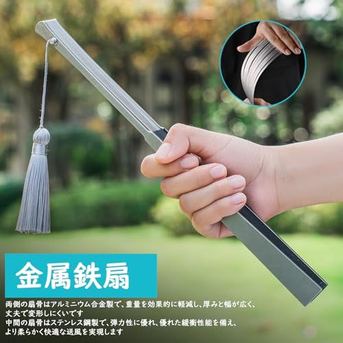 TISUR 扇子 メンズ 鉄扇 折りたたみ式 フルメタル 扇骨 丈夫 金属 折扇 紳士用 布扇子 和風 着物 歌舞伎小物 日本のお土産 太 カンフー パフォーマンス 武道 舞扇 プレゼント浴衣 夏の祭り 猛暑対策用po 8 befaefd