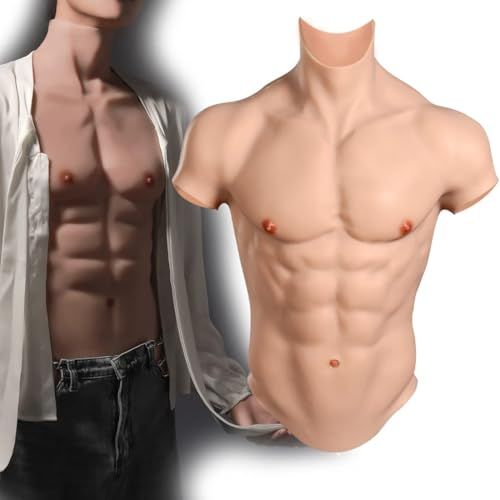 XINGRUI 男性用 シリコン筋肉スーツ 偽筋肉服 コスプレ 仮装 胸筋 腹筋 ボディスーツpo 049 b 864 a