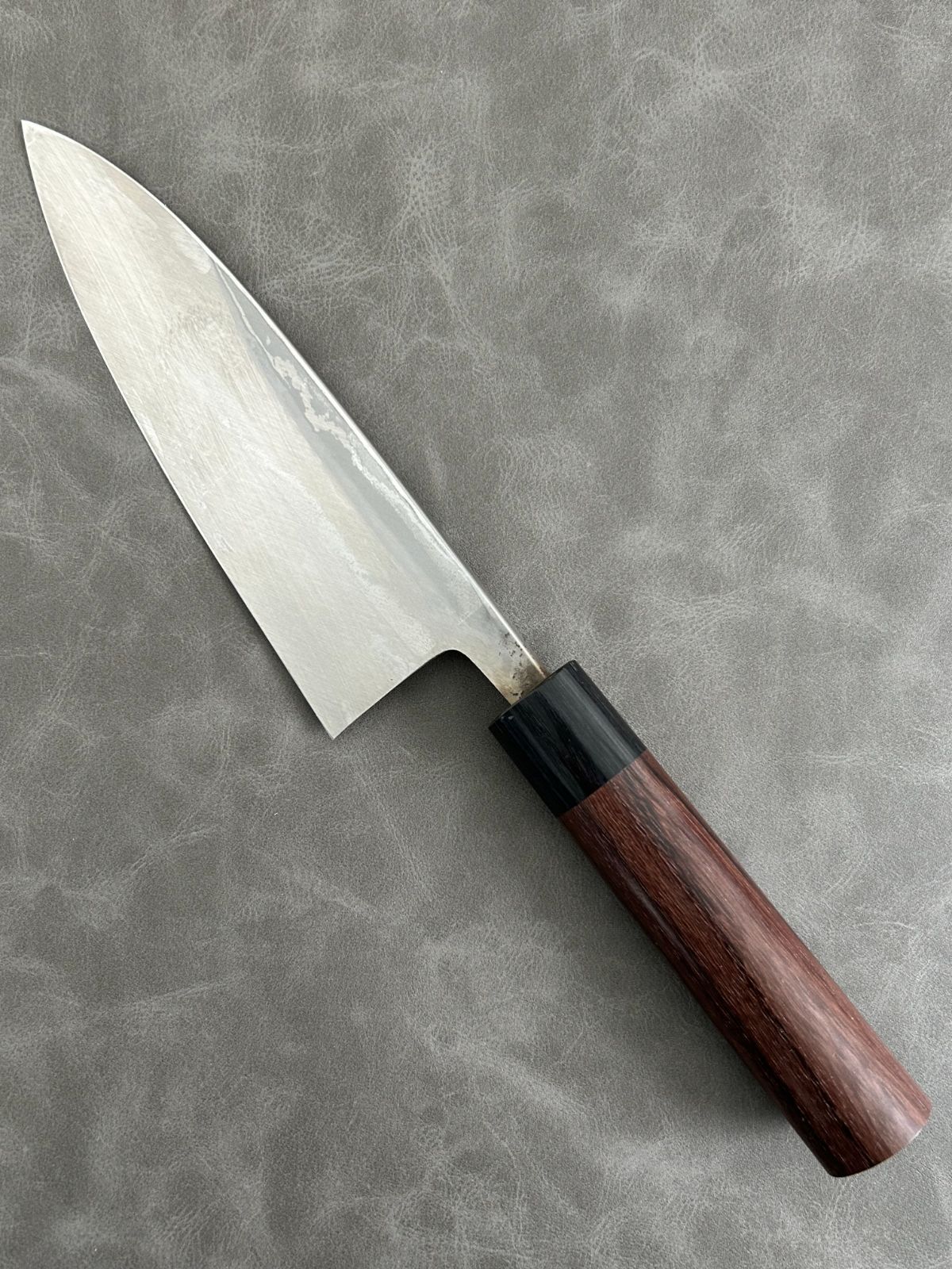 訳あり 仙助 包丁 出刃 ダマスカス 安来鋼青紙2号 180mm 紫檀シノギ柄 42