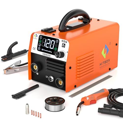 迅速に発送 HITBOX 溶接機 100 V 半自動 120 A 1台3役 ノンガスMIG アーク溶接 LIFT TIG 定格使用率40％ インバーター直流 液晶表示 溶接 DIY 軽量 家庭用 小型 日本語取説書付け HBM 200 8 baab 79 d