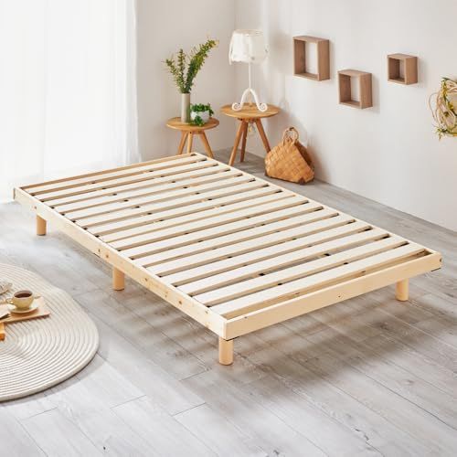 迅速に発送 アイリスプラザ ベッド ベッドフレーム シングル 2段階 高さ調整 耐荷重約200 kg 天然木 すのこベッド ナチュラル 幅約98 長さ約200 cm 高さ約6 5 23 5? 18 baa 491