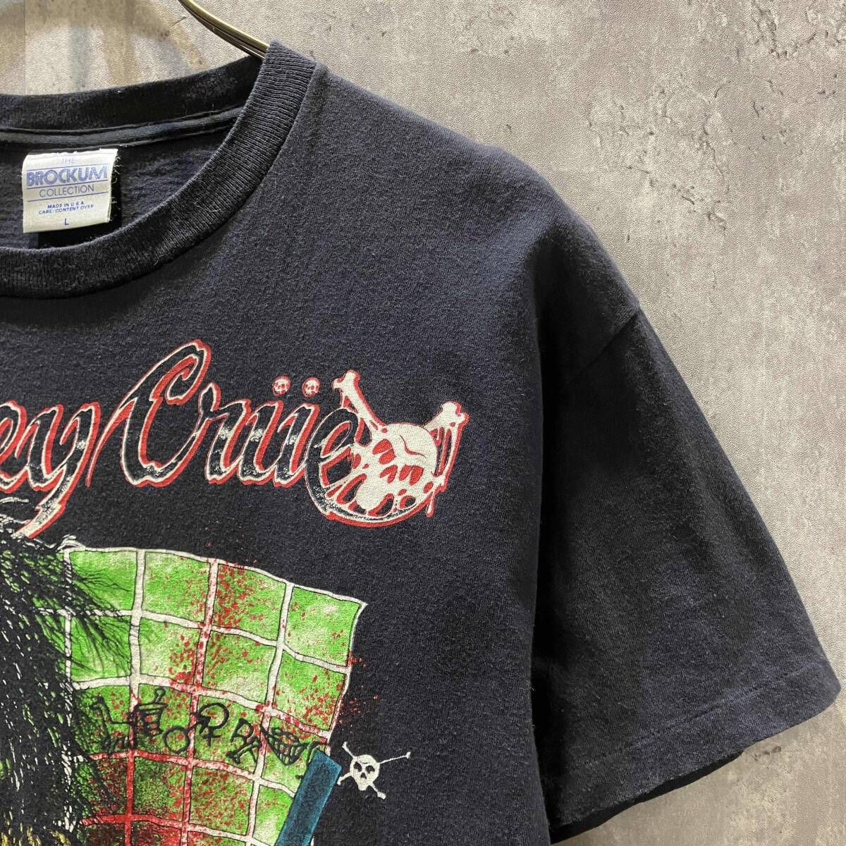 80 s BROCKUM 半袖Tシャツ バンT MOTLEV CRUE DR FEELGOOD size L ブラック ブロッカム Tシャツ アパレル ミュージシャン タレントグッズ