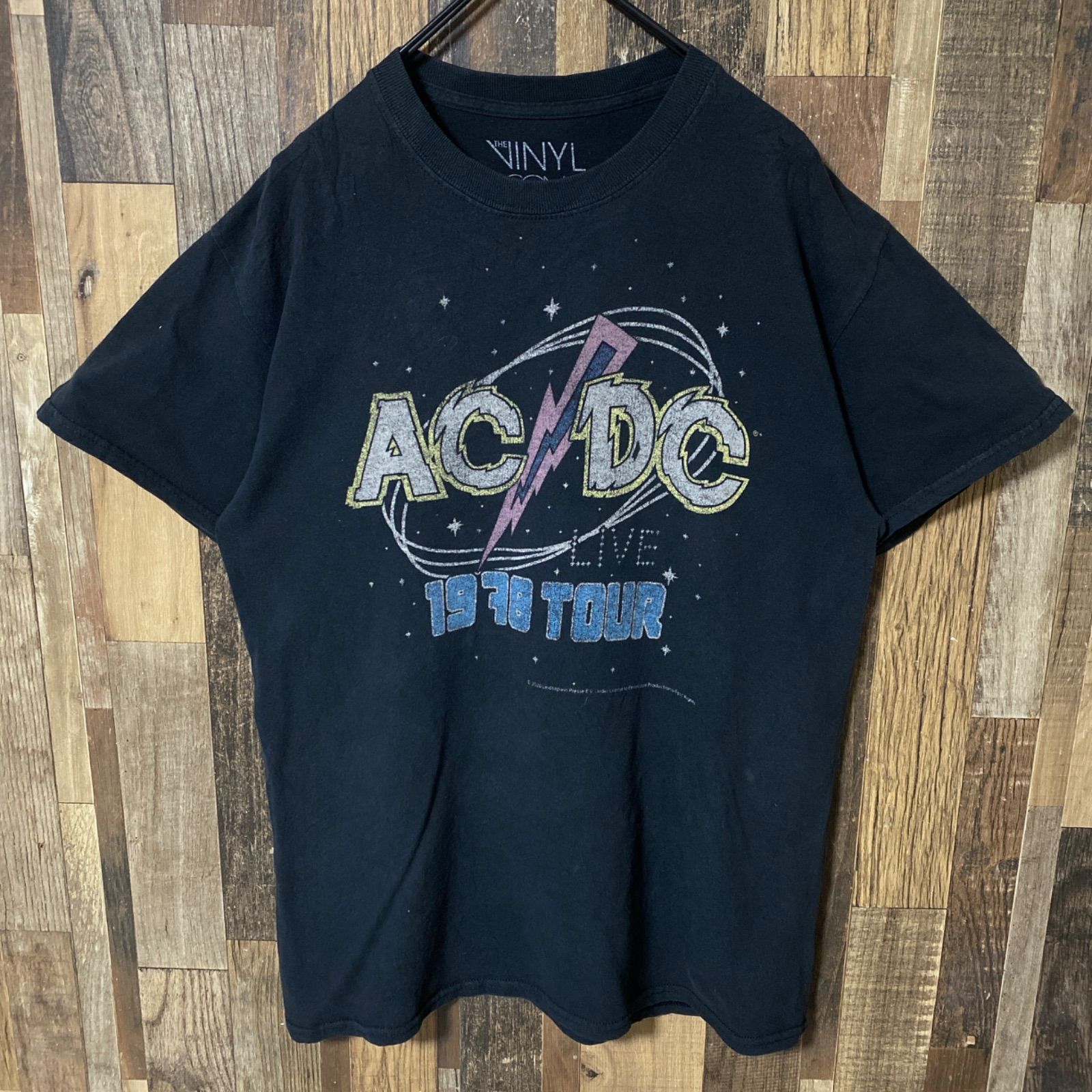 S ビッグプリント AC/DC バンT バンド ブラック 黒 Tシャツ レディース 
