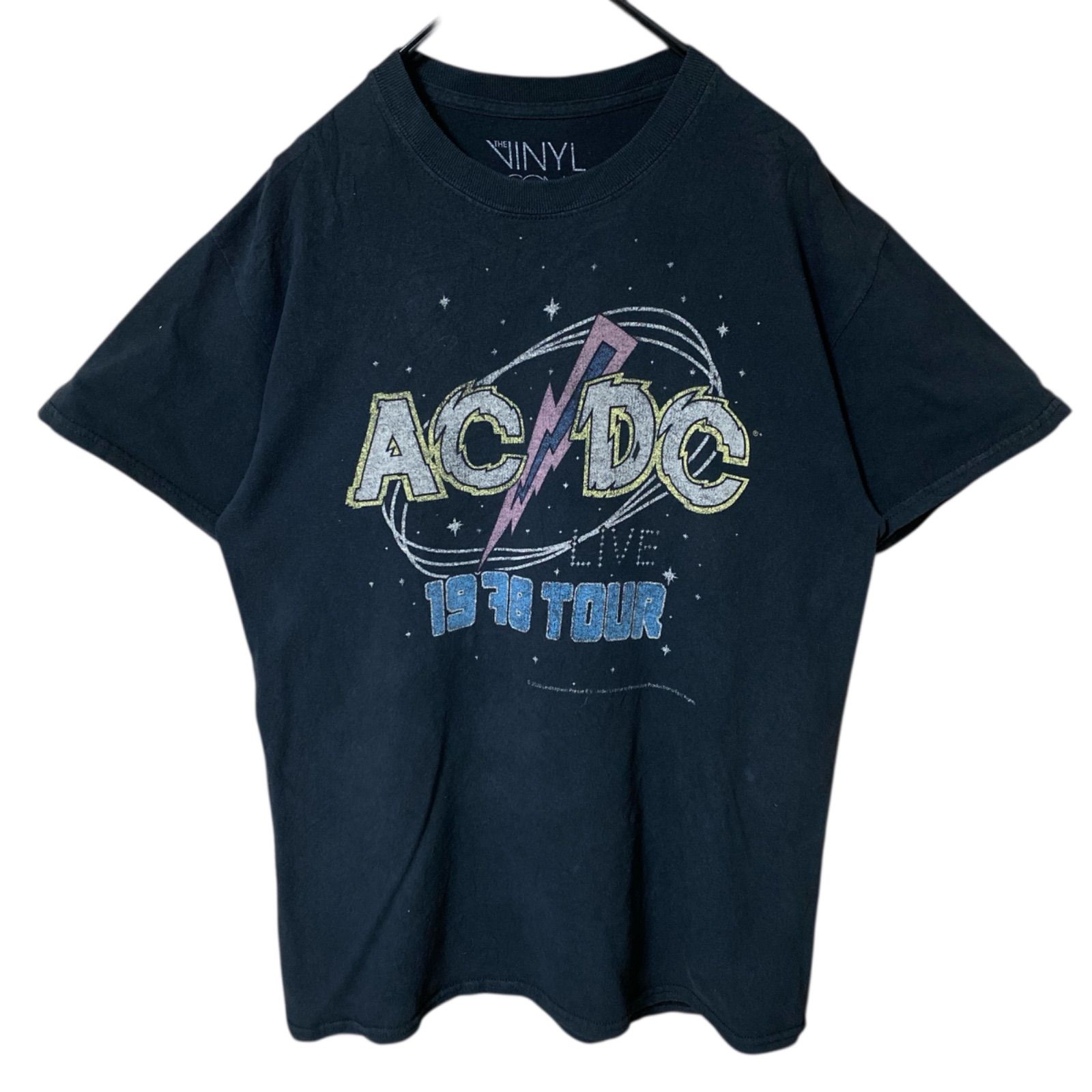 S ビッグプリント AC/DC バンT バンド ブラック 黒 Tシャツ レディース 
