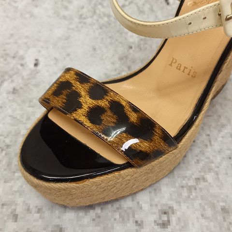 Christian Louboutin レオパード ウェッジサンダル 36 Christian Louboutin クリスチャンルブタン サンダル 厚底