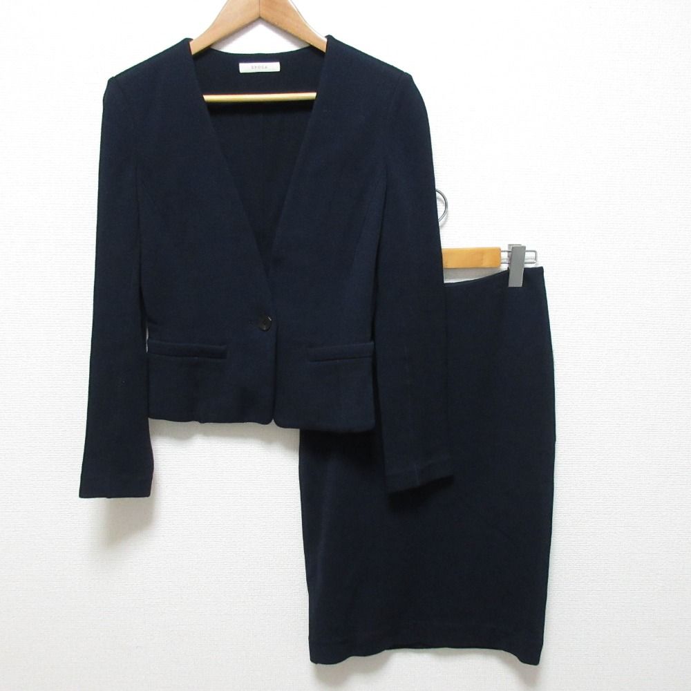 良品 EPOCA エポカ ストレッチ ノーカラージャケット ひざ丈 スカート