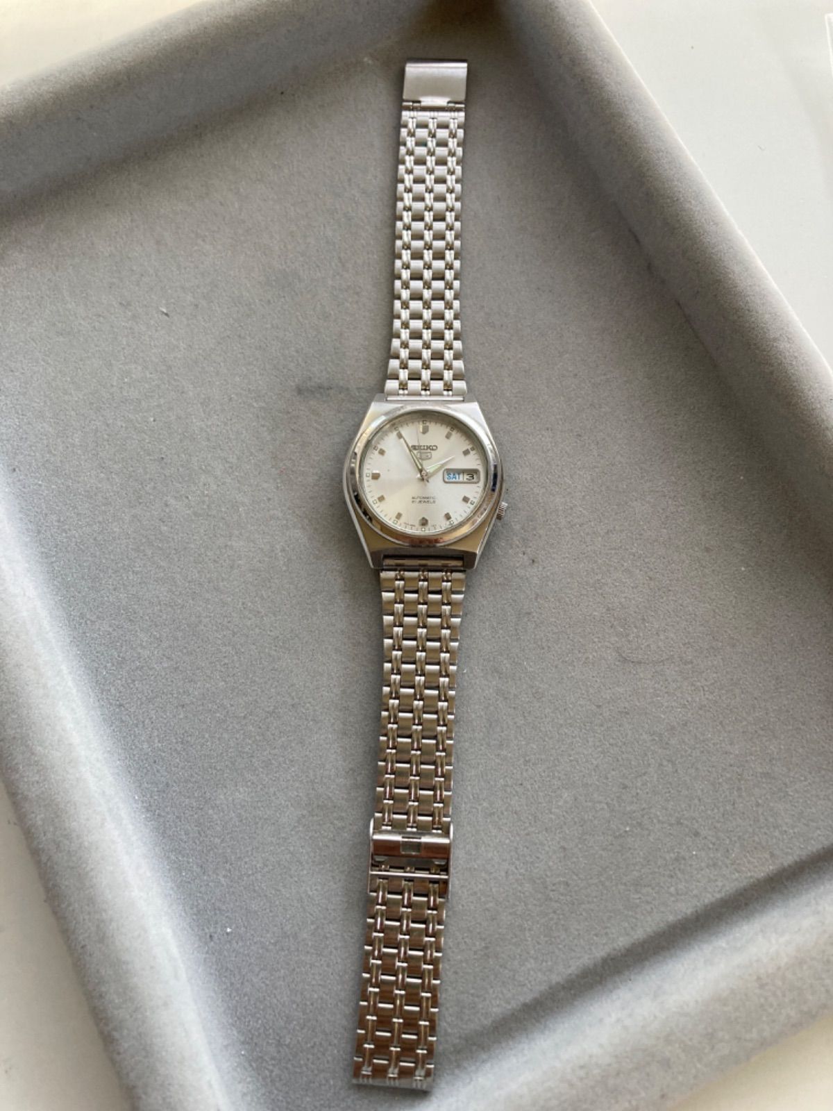  動作品 SEIKO セイコー 5 自動巻き 7S26 02E0 裏スケ シルバー 21石 ステンカラーコート 自動巻き時計 腕時計(アナログ)