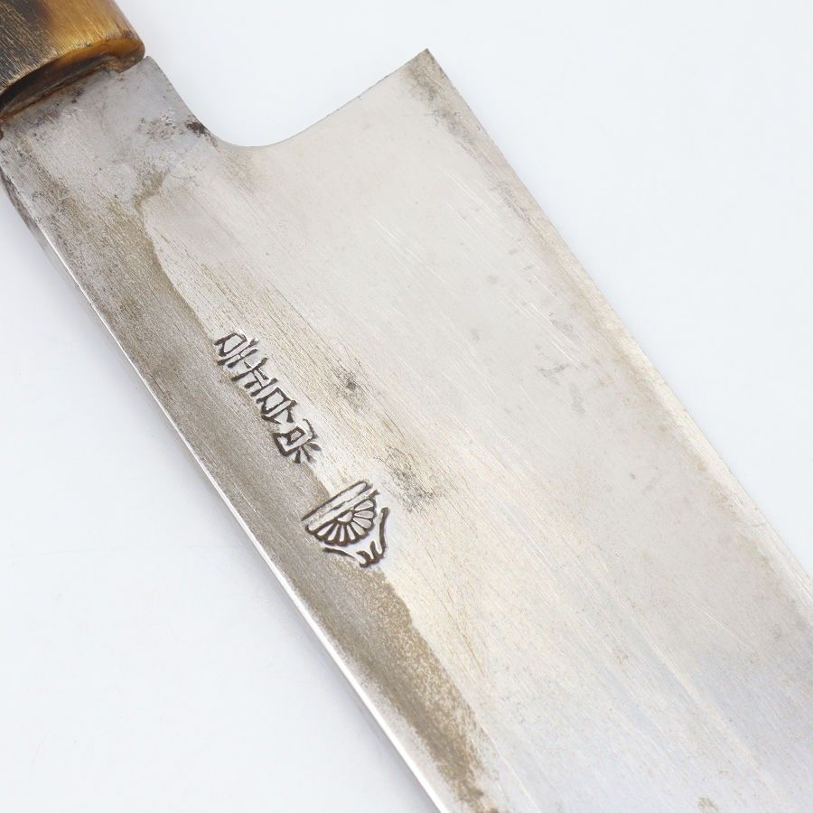 尚台正吉 鎌型薄刃包丁 八寸 栗型柄 鞘付き 刃渡り約240 mm 和包丁