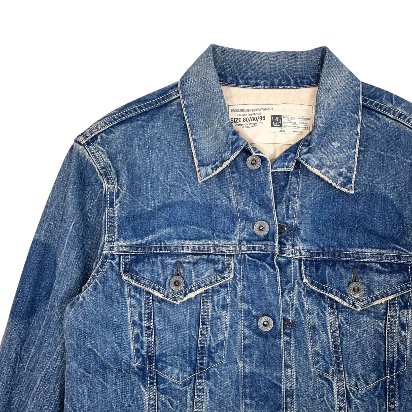 日本製】FOB FACTORY ダメージ加工 デニムジャケット メンズS 