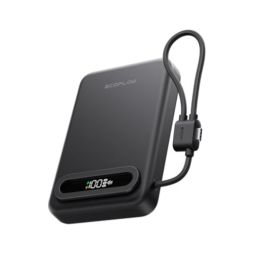 迅速に発送 Qi 2 25 Wワイヤレス充電対応 EcoFlow RAPID Mag Power Bank USB Cケーブル内蔵 10 000 mAh Black 62 dfb 644