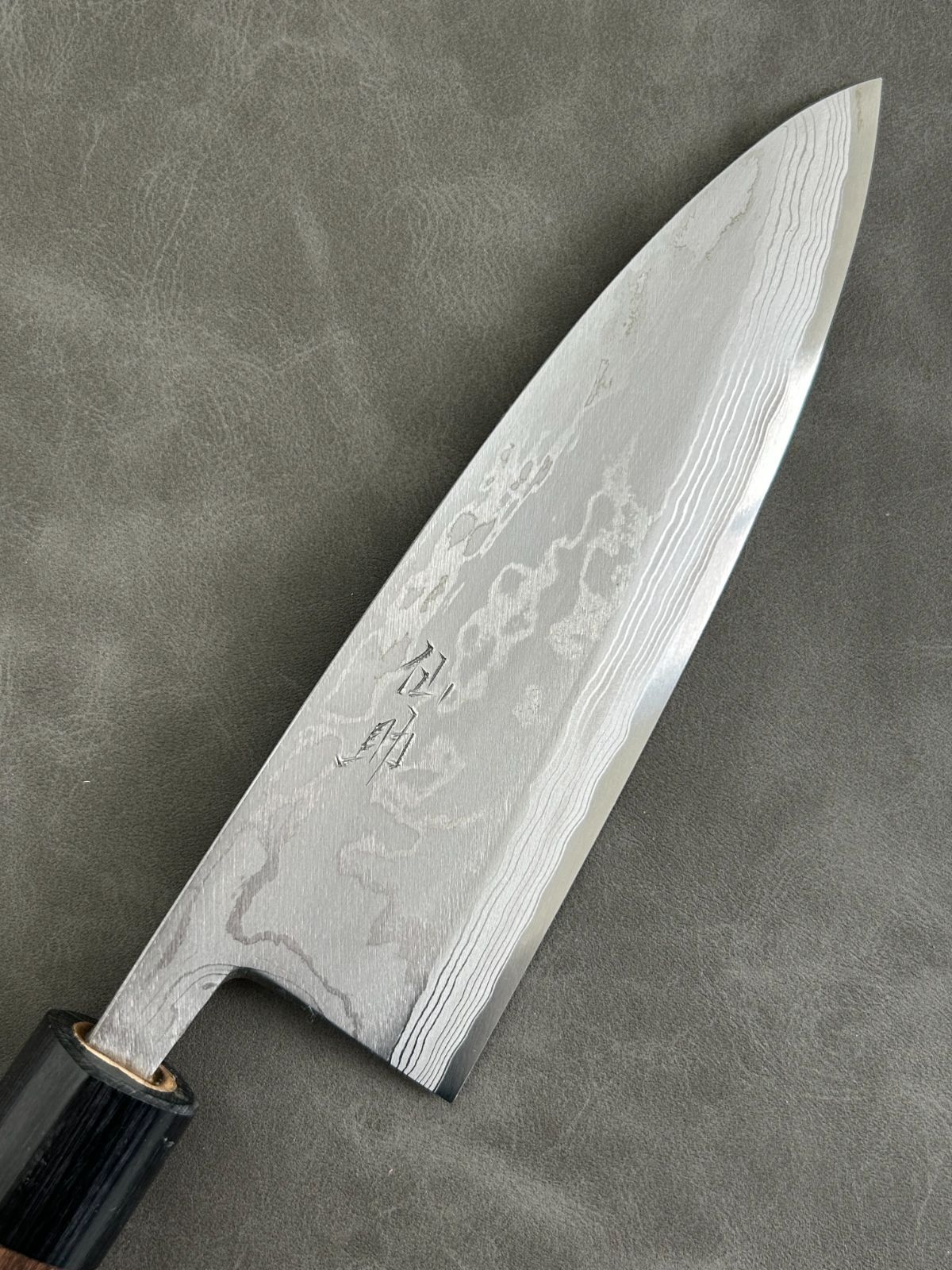 訳あり 仙助 包丁 出刃 ダマスカス 安来鋼青紙2号 180ｍｍ 紫檀シノギ柄 47