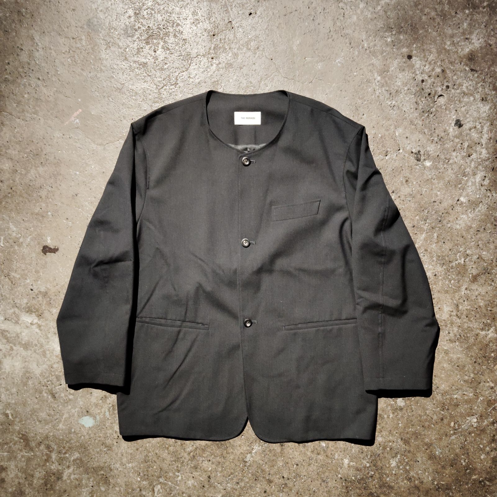 THE RERACS 22SS ノーカラージャケット THE RERACS 22ss HIGH TWIST TROPICAL CLLARLESS JACKET 48 ザリラクス