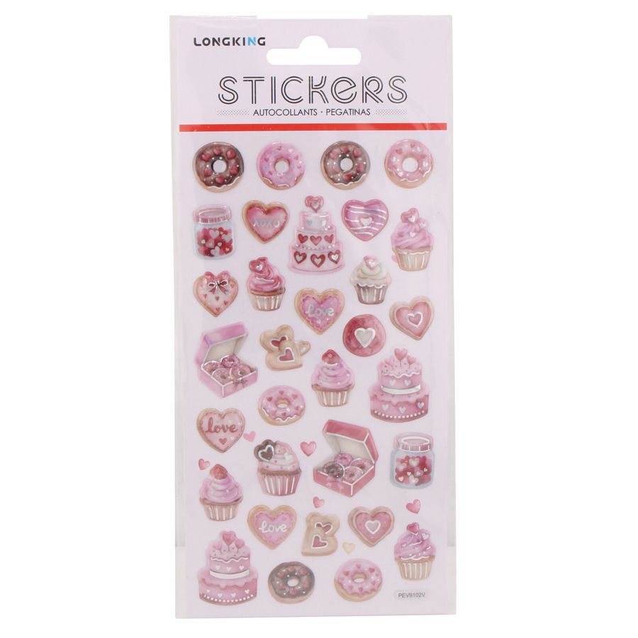 新品】2枚セット ぷっくりシール 立体 シール ステッカーズ ピンク