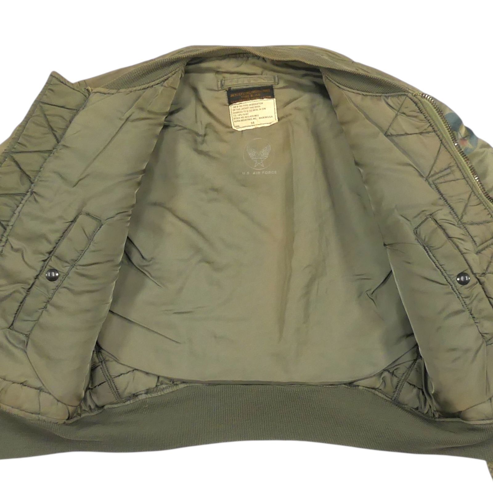 ALPHA B-15D フライトジャケット USA製 アルファ 90s カーキ 36 MA-1 