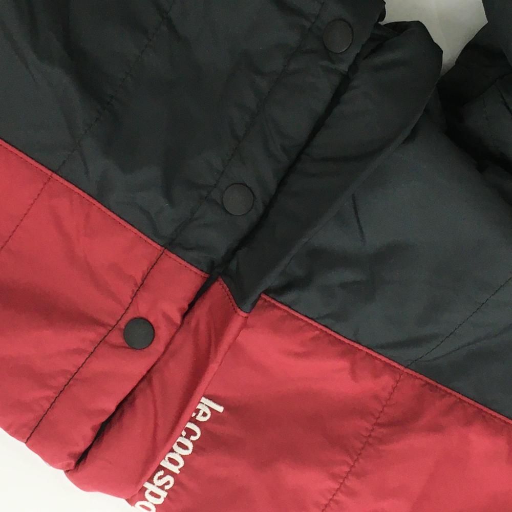 ルコックゴルフ 2WAY中綿ジャケット レッド×黒 袖着脱可 ロゴ刺しゅう