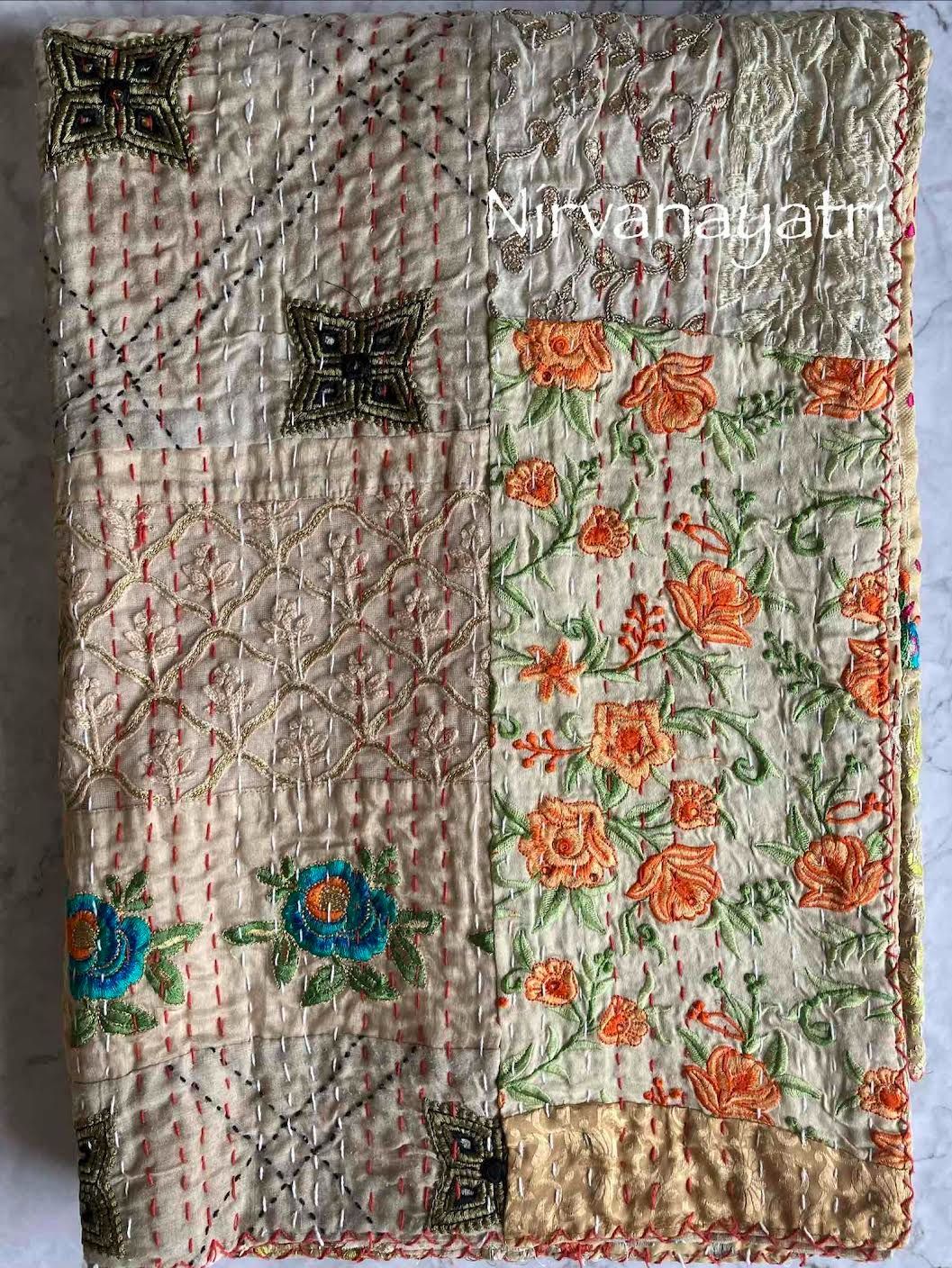 カンタキルト　マルチカバー　サリーパッチワーク　#30 NATURAL