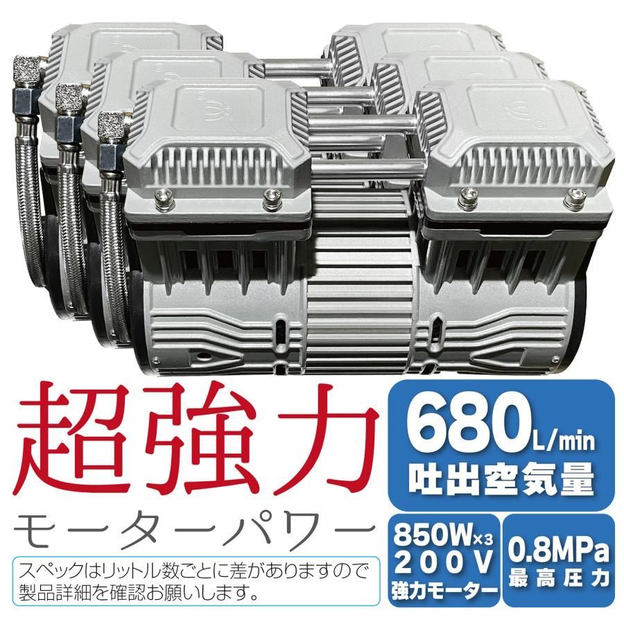2230 エアーコンプレッサー 90L ホワイト 200V オイルレス 静音 圧力計