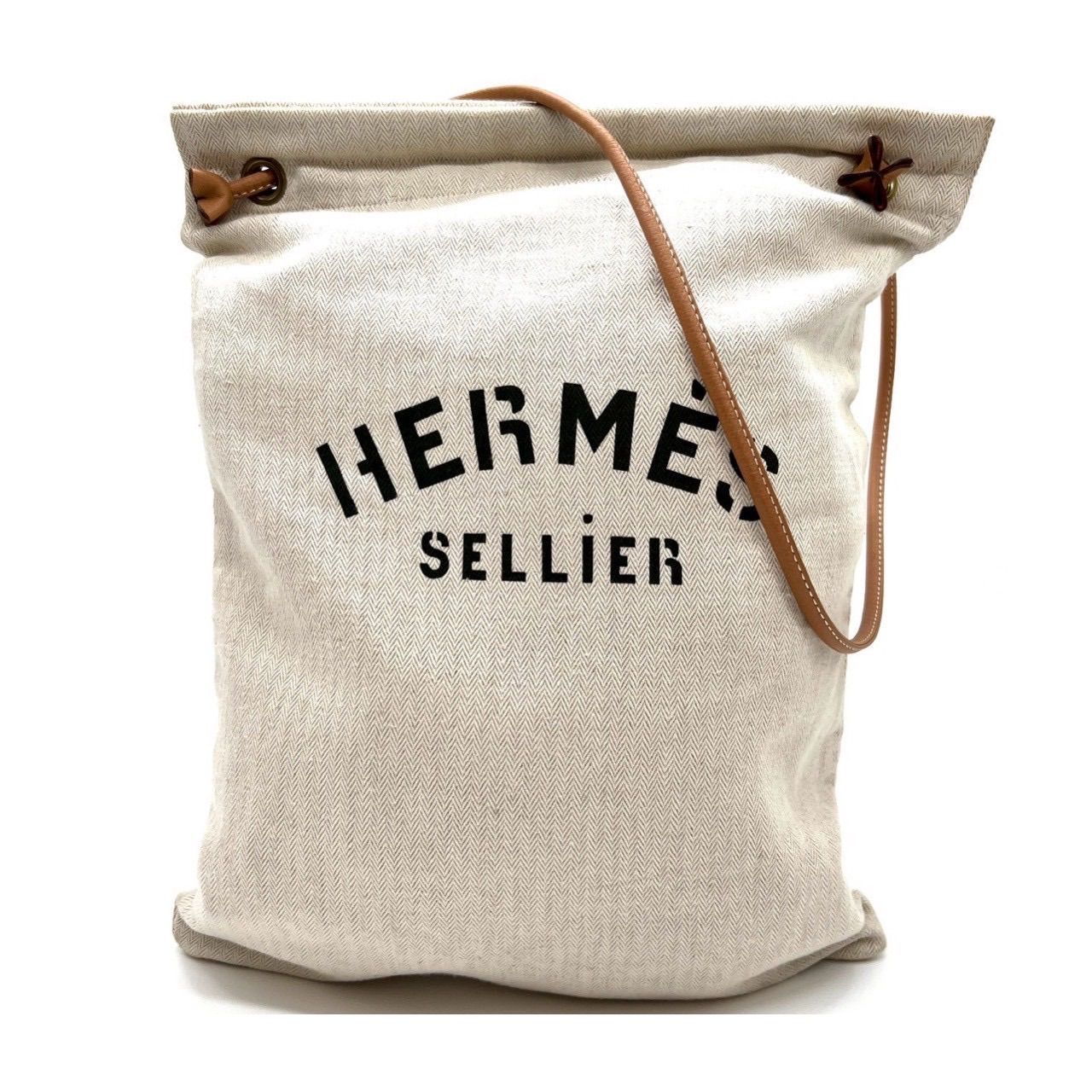 HERMES エルメス アリーヌ GM トワルシェブロン レザー ベージュ 