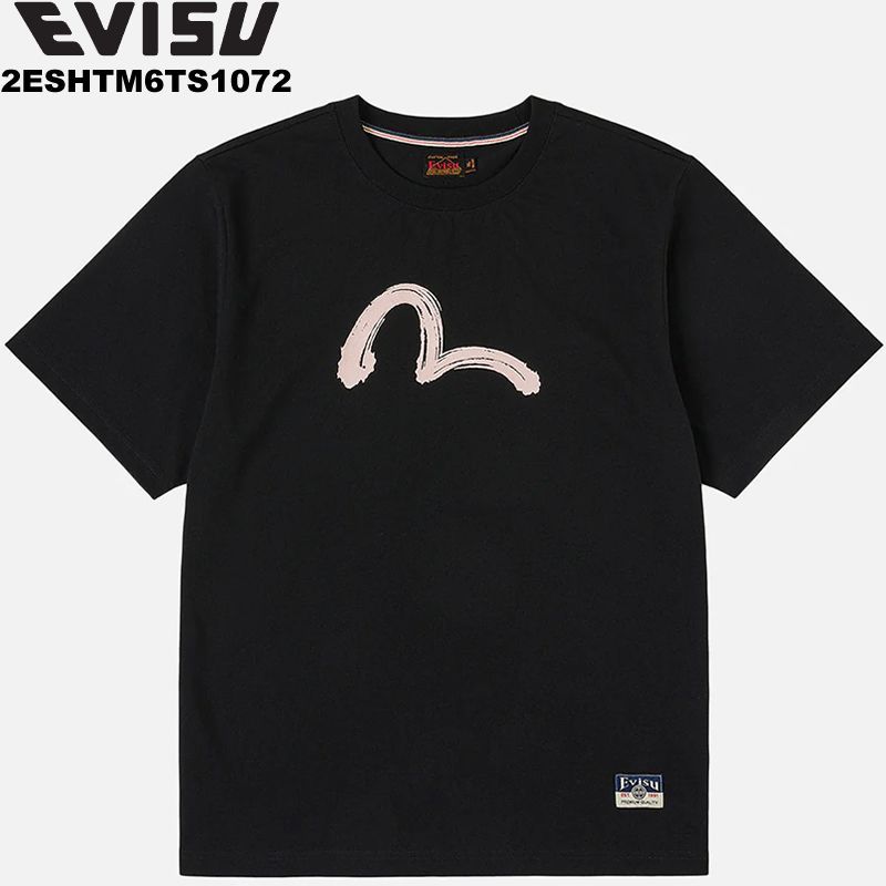 EVISU JEANS 2ESHTM6TS1072 ハンドブラシカモメプリント Tシャツ 