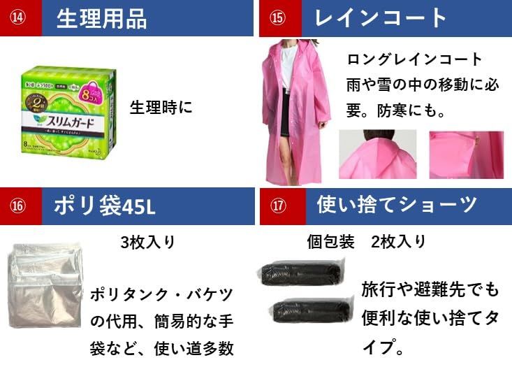 迅速に発送 女性用防災セット 21点 基本セット 地震 非常用持出袋 緊急避難セット 女性のための防災セット 軽量コンパクト 防災グッズ 台風 防災リュック 携帯トイレ 寝袋 地震対策 21新 e 4 f 8592 a