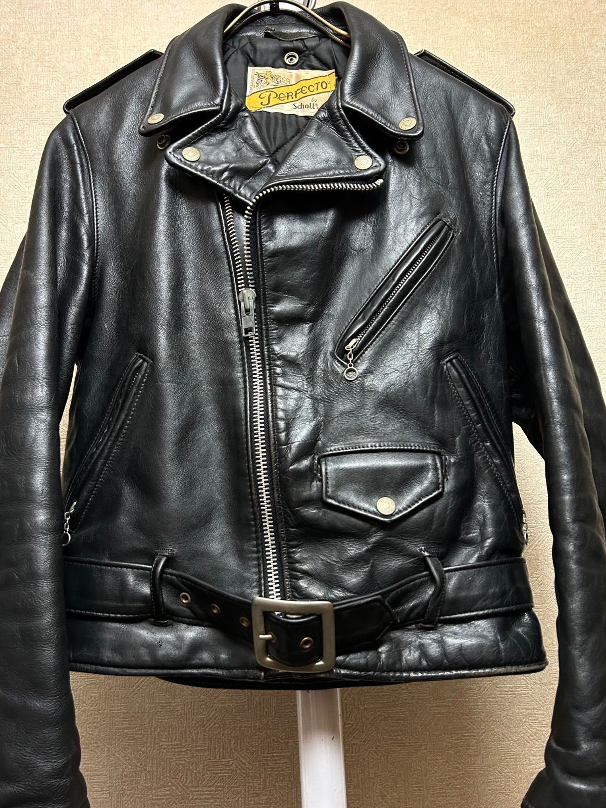 【希少】80s Schott バイクタグ 36 ペイントライダース 厳選コレクト80,sモデルSchottバイカータグ618US茶芯ライダース36