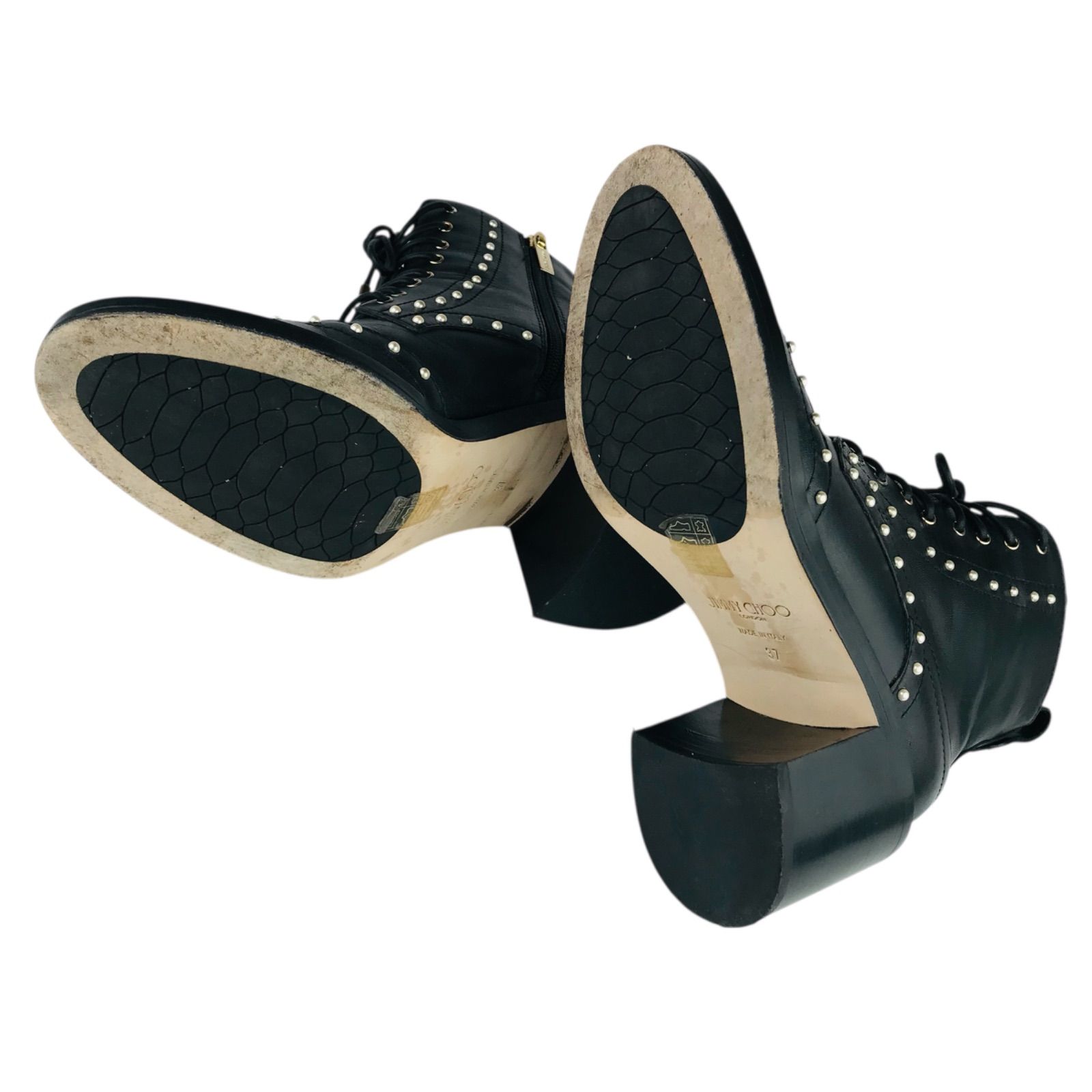 美品☆JIMMY CHOO・ジミーチュウ【HANAH 65】レディース レザー パール 