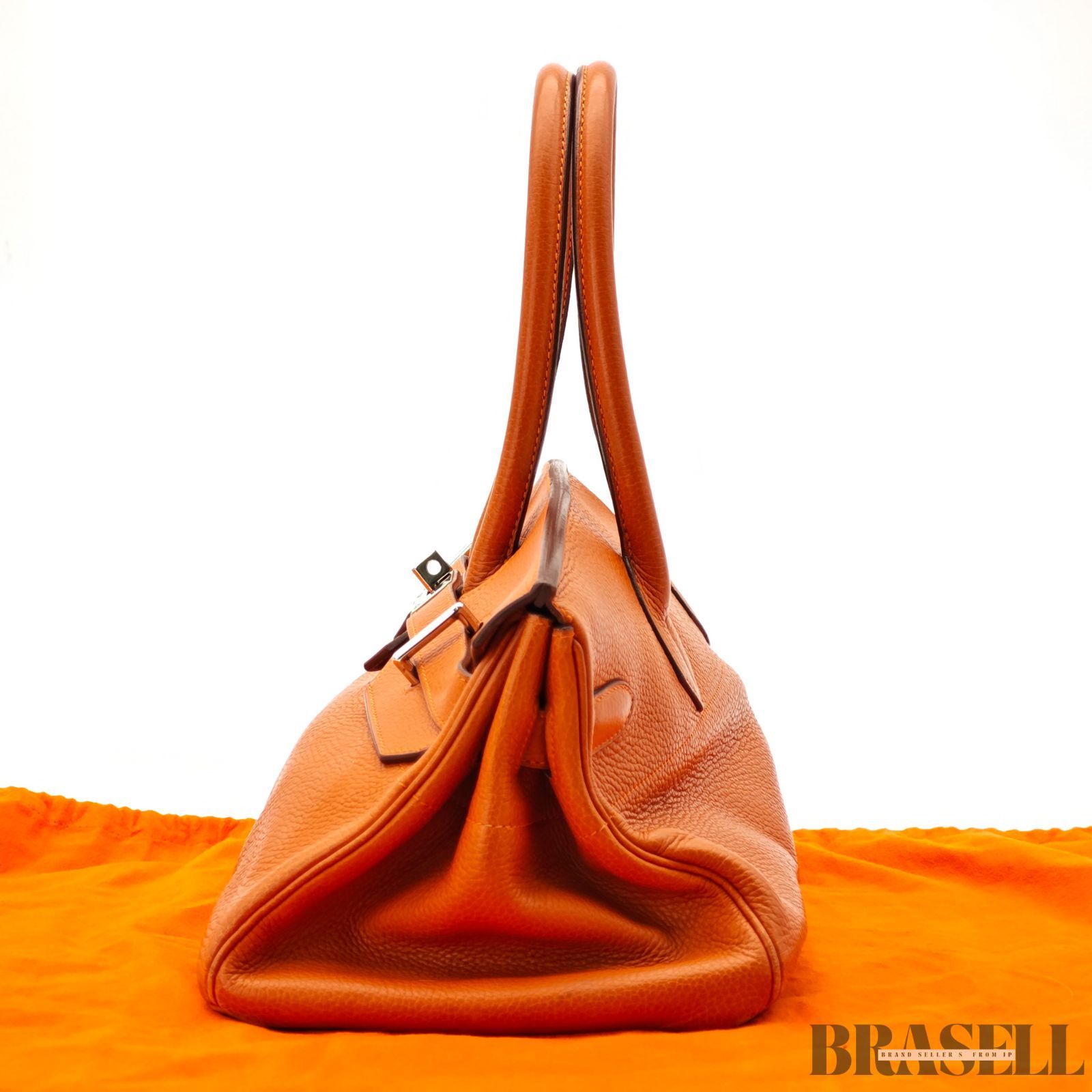 HERMES ショルダーバーキン バッグ ハンドバッグ 横長 オレンジ 