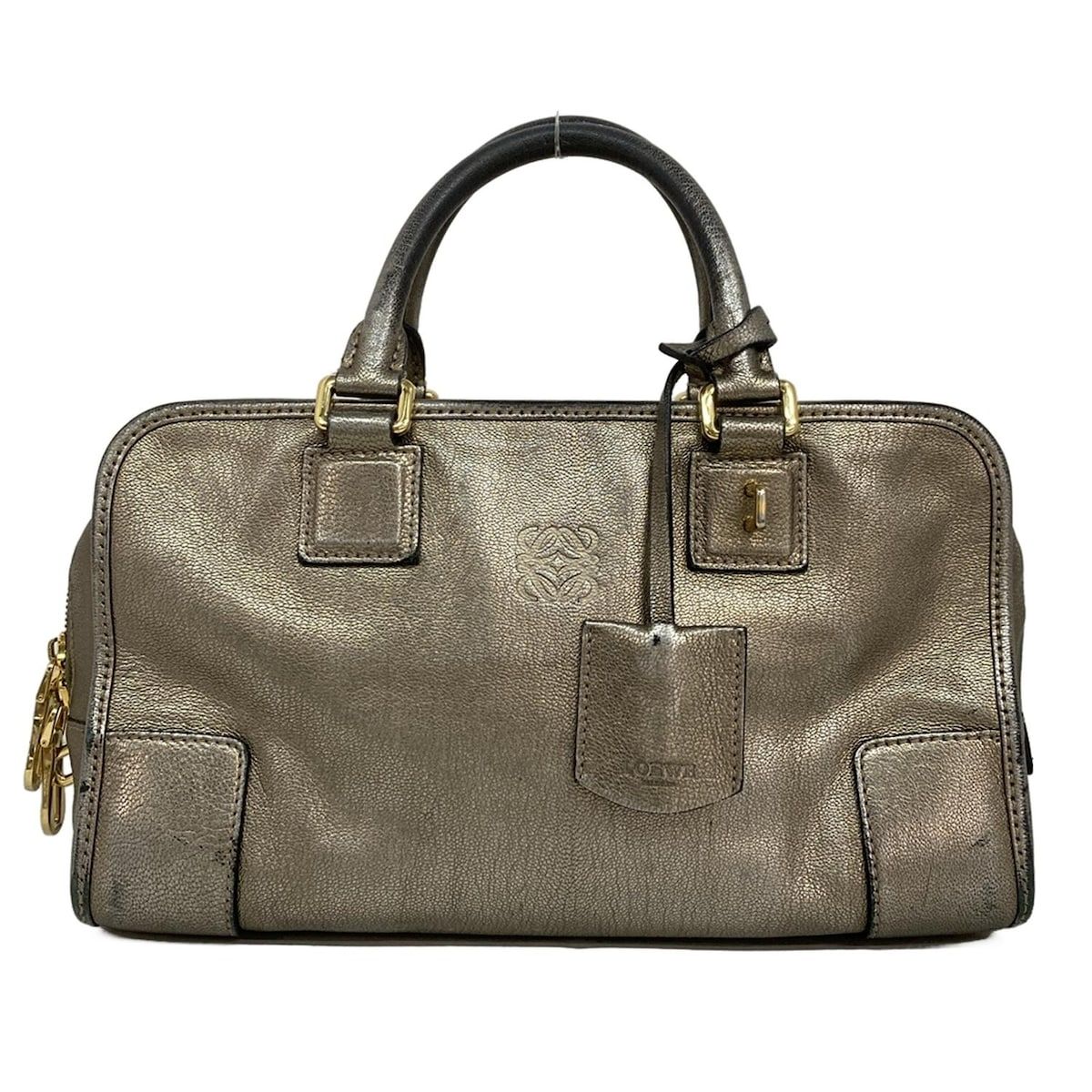 1円 LOEWE ロエベ アナグラム レザー ゴールド金具 ハンドバッグ 