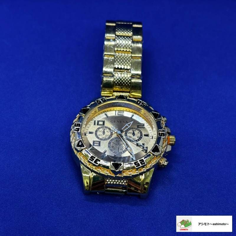 新品】メンズ 腕時計 フルゴールド ビッグフェイス 47mm クォーツ 金 