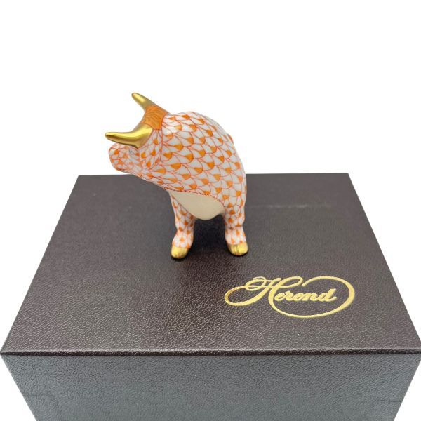 新品 Herend／ヘレンド 干支置物・うし（オレンジ） ウシ／丑／牛