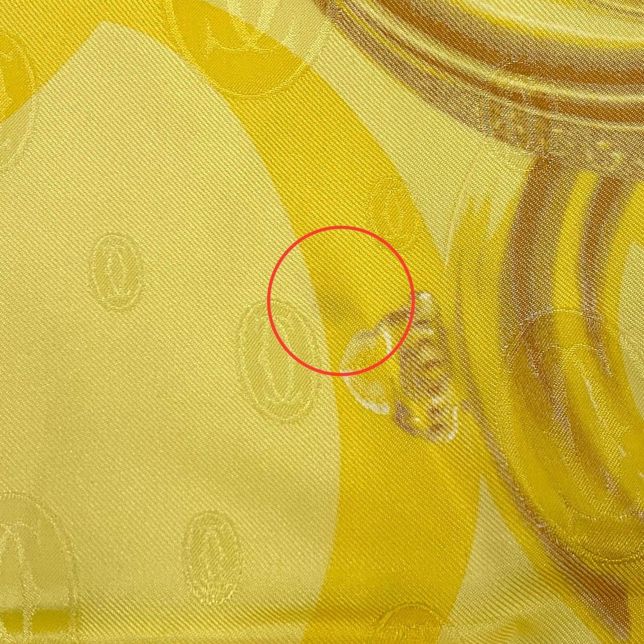 SU【Cartier】スカーフ SILK/シルク 100% 時計柄 イエロー/黄色 
