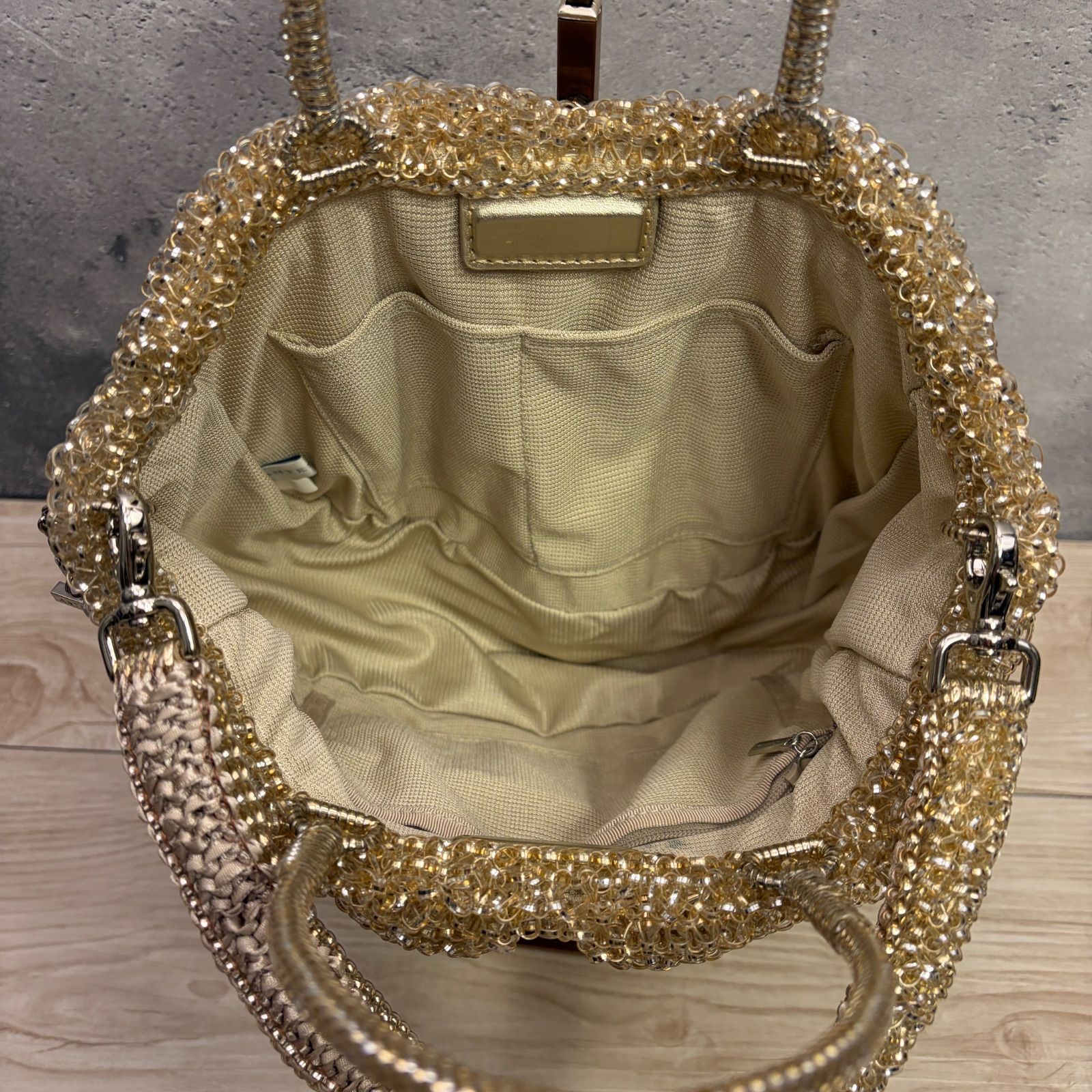 お値下げ★アンテプリマ2way シャンパンゴールド ANTEPRIMA アンテプリマ スタンダードⅡ ワイヤーバッグ 2WAY
