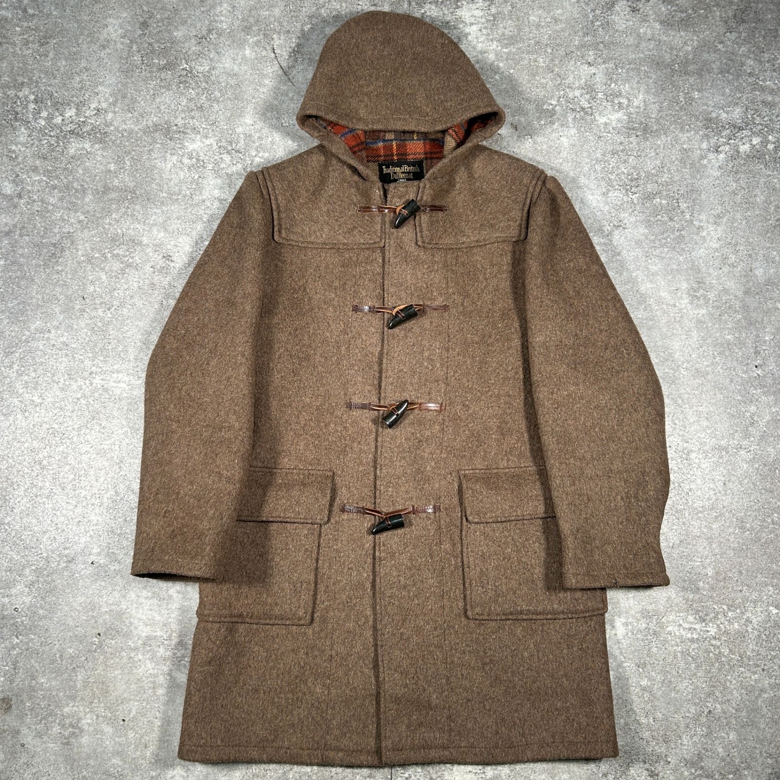Traditional British Dufflecoat ダッフルコート  UK製 イギリス製 70年代 裏地チェック柄 ブラウン ウール vintage Traditional British Dufflecoat ダッフルコート UK製 イギリス製 70