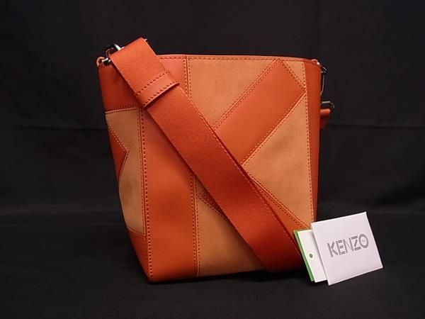 メンズ □極美品□ KENZO ケンゾー レザー×スエード 巾着型 ショルダー 