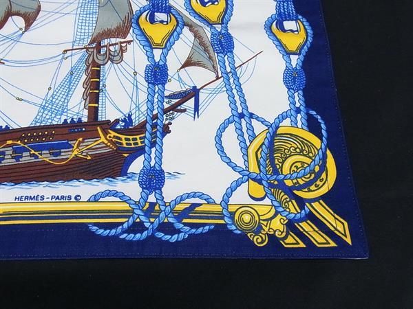 □極美品□ HERMES エルメス コットン100％ シップ 船柄 ランチョン