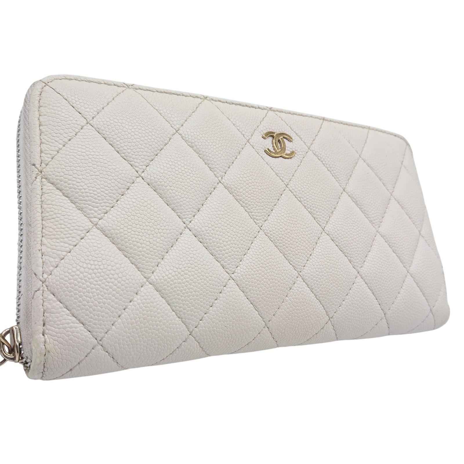 CHANEL シャネル ラウンドファスナー マトラッセ キャビアスキン 