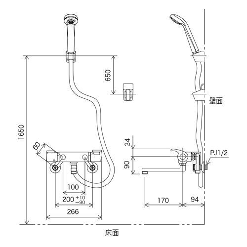〇 KVK 定量止水付サーモスタット式シャワー 170 mmパイプ付 定価91 080円