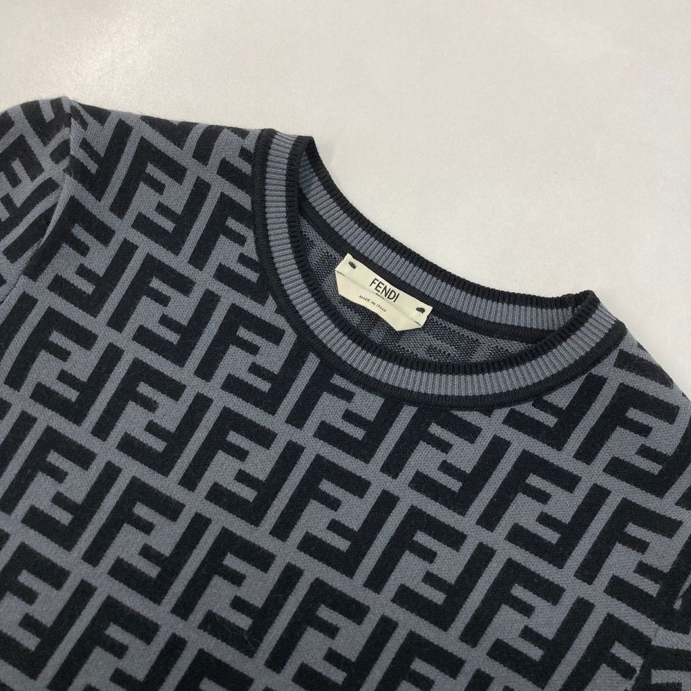 FENDI フェンディ FZD753 A5QG 半袖ワンピース ニット ズッカ柄