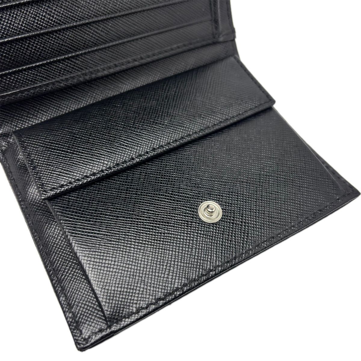 中古】 プラダ 財布 ナイロン サフィアーノ レザー 三つ折り財布 