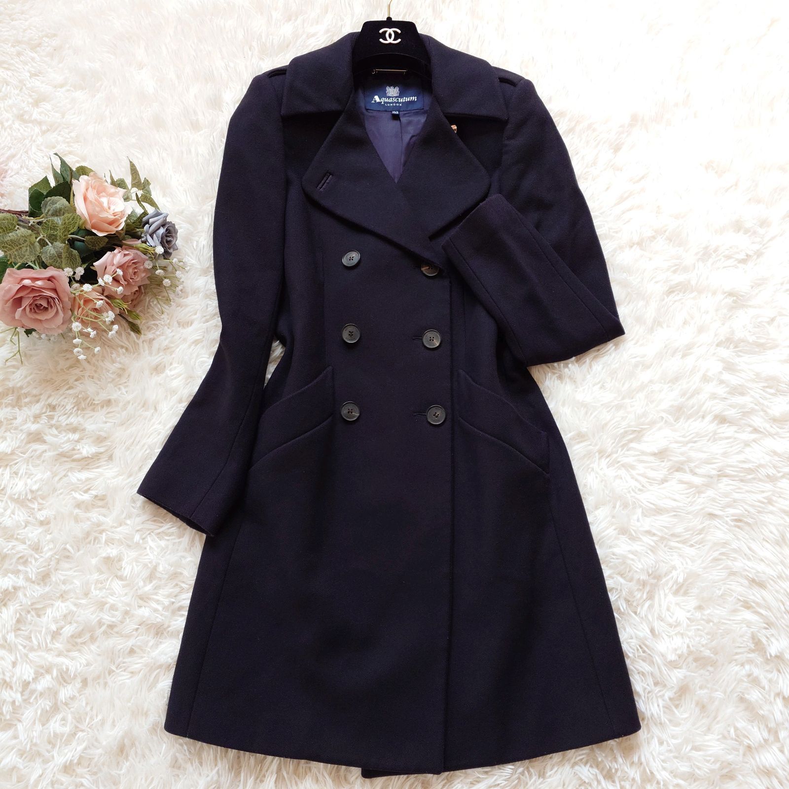 現行 アクアスキュータム Aquascutum チェスターコート ロングコート