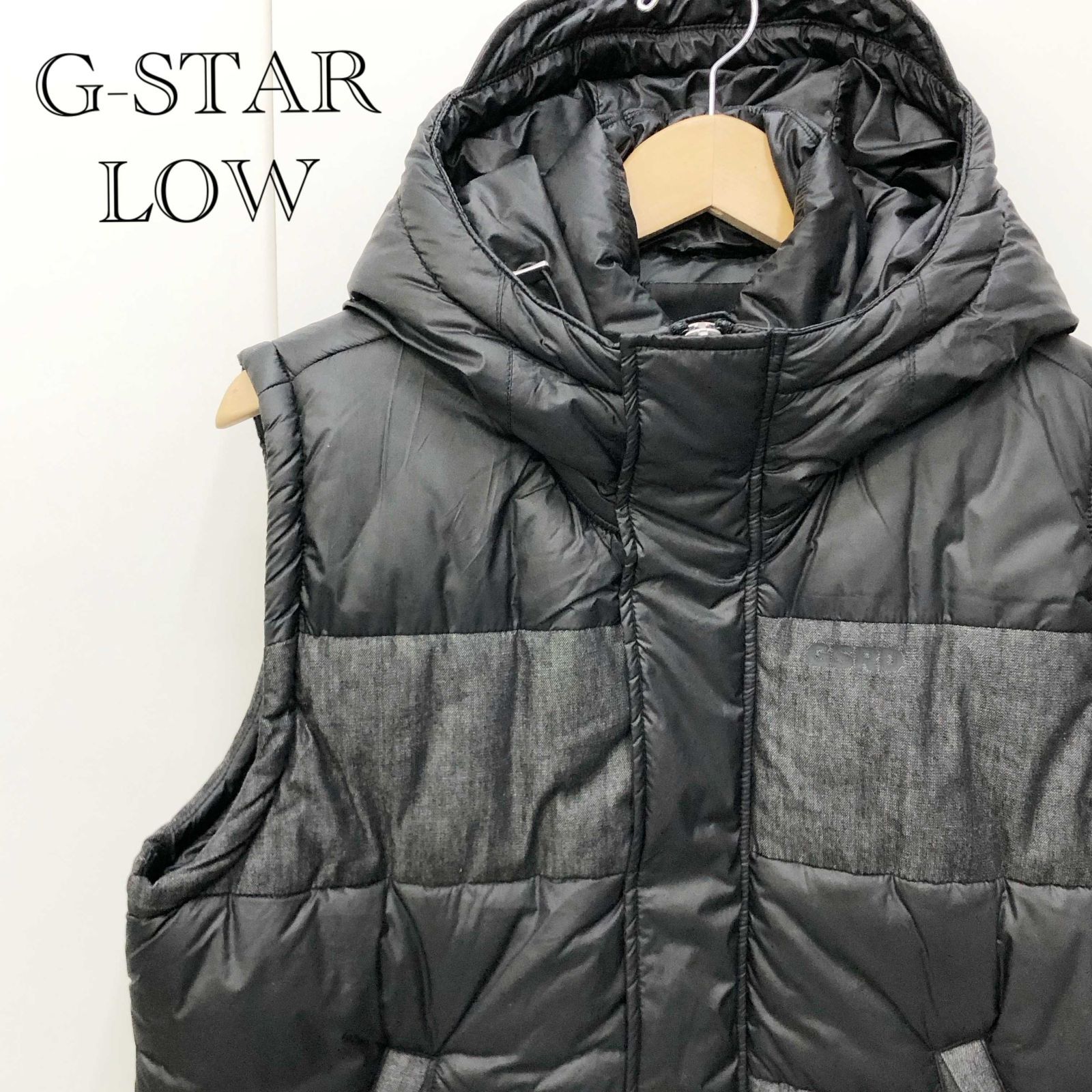 Ｇ－ＳＴＡＲ ＲＡＷ ジースター ロゥ フード ダウン ベスト Ｍ Ｄ１６０３７－Ｂ４１８－６４８４ ブラック 黒 中綿 メンズ ダウンコート ダウンジャケット WHISTLER SHORT PUFFER&frasl;撥水中綿フードブルゾン レディース