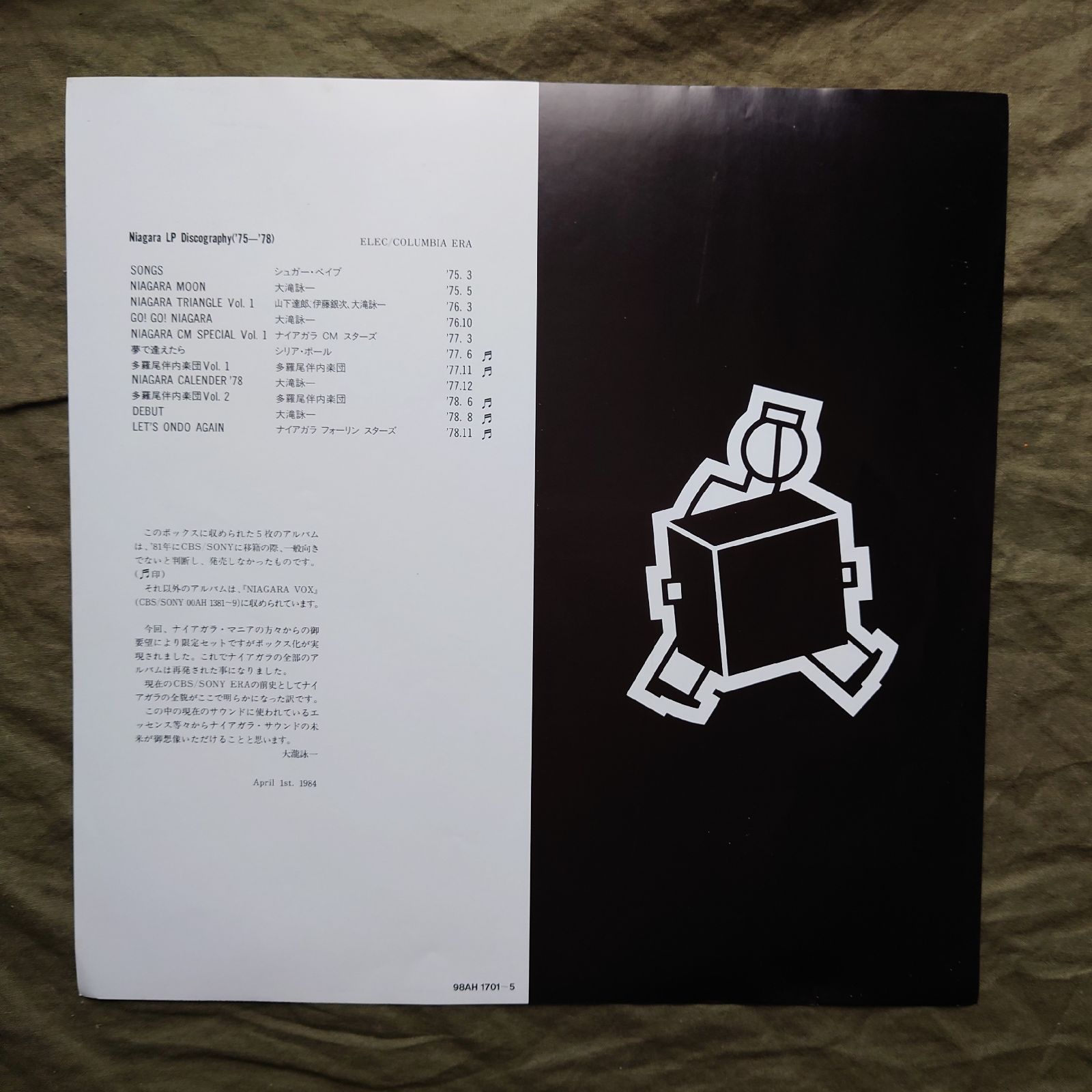 傷なし美盤(全盤) 1984年 大瀧詠一5枚組LPレコードBOXセット Niagara