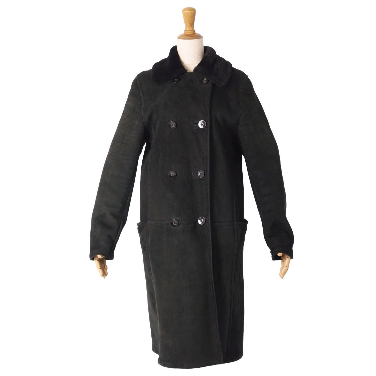 美品 ロロピアーナ Loro Piana ムートンコート ロングコート ダブルブ
