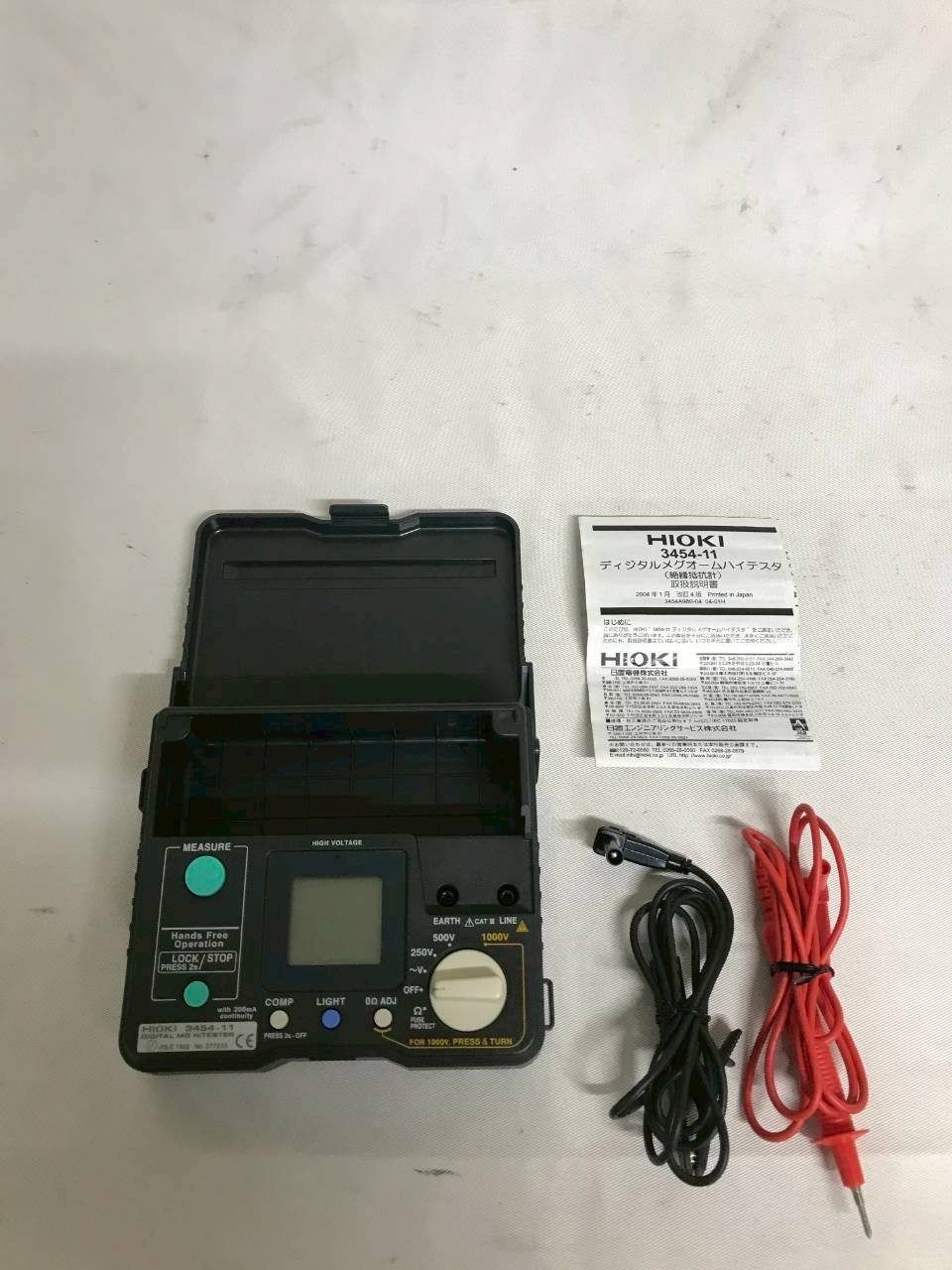 北見市発 ヒオキ HIOKI 日置 DIGITAL MΩ HiTESTER 絶縁抵抗計 3454 11 黒 テスター 電気工事 点検 DIY