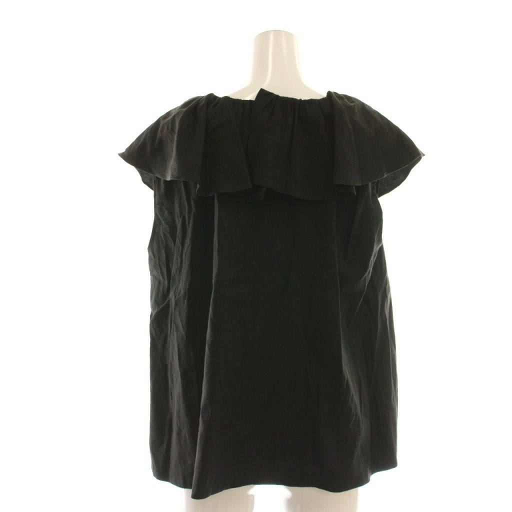 ノーブル NOBLE リネンフロントラッフルブラウス プルオーバー 黒 /CX