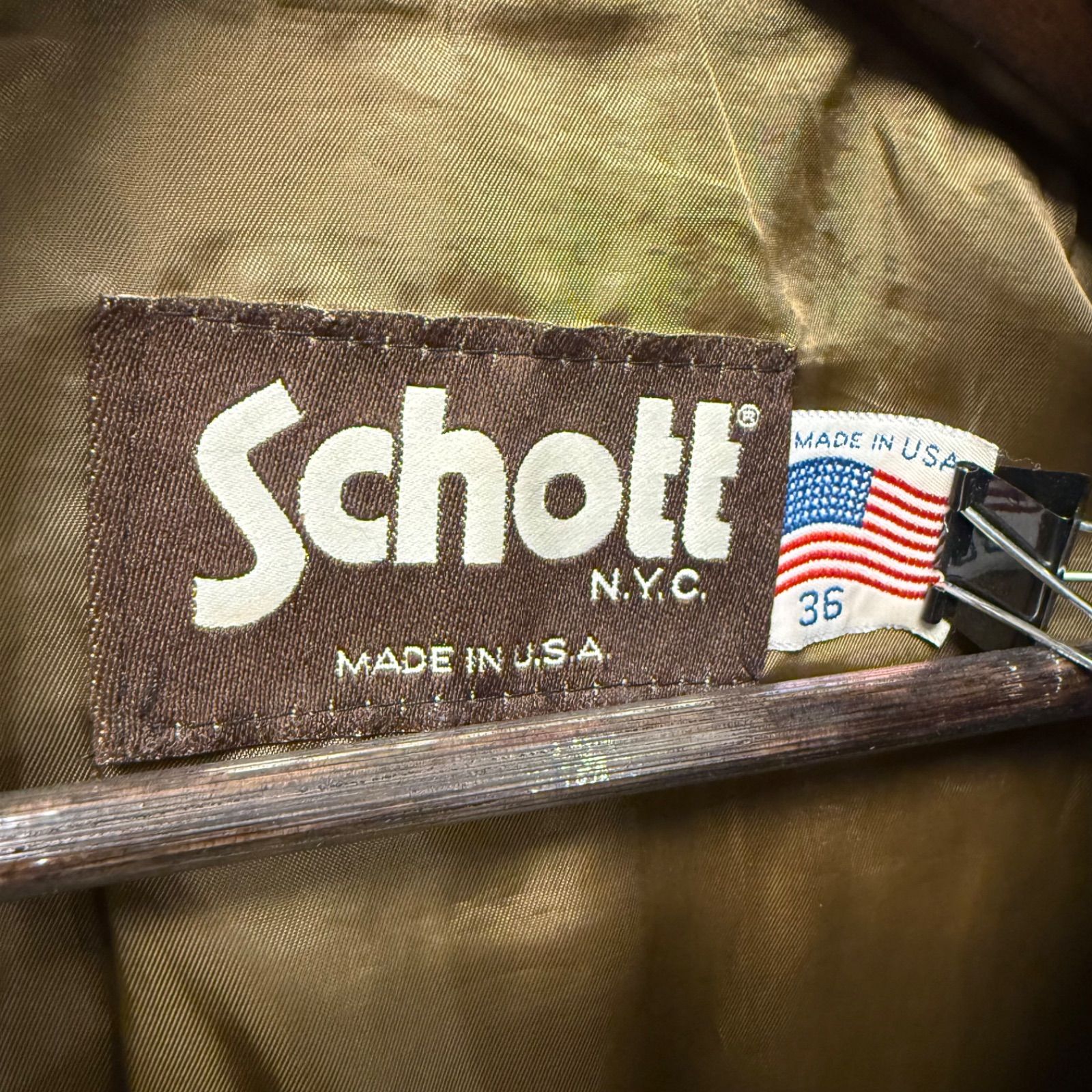 ✨希少 USA製 Schott スエード ボンバージャケット 36 M相当 茶✨513 